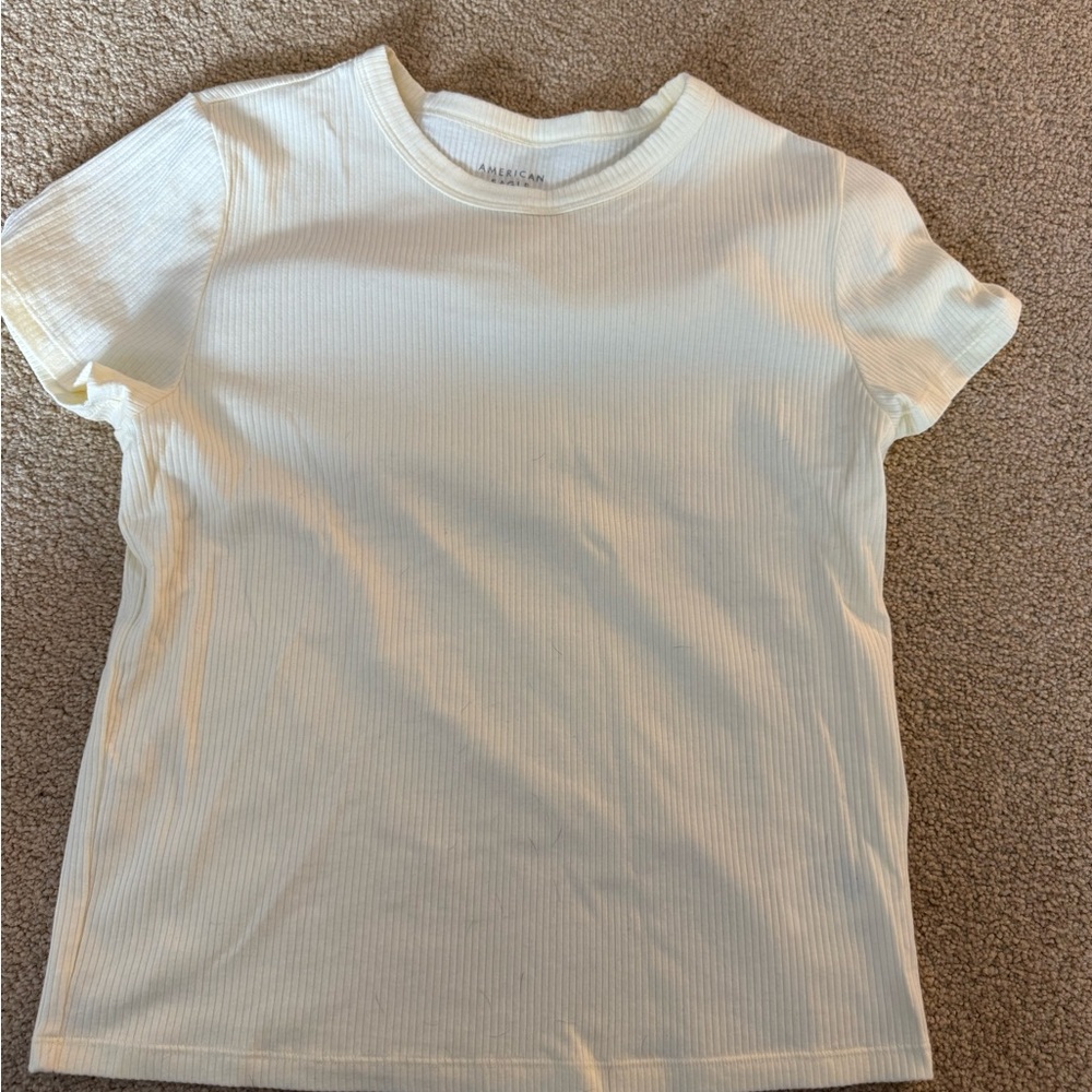 American Eagle Outfitters Yellow Ribbed Tee